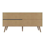 Mobile TV Manhattan Comfort in similpelle color ambra con maniglie per TV fino a 50 pollici