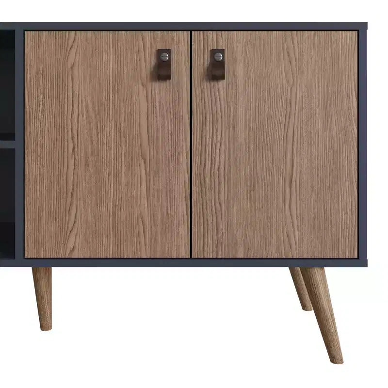 Mobile TV Manhattan Comfort in similpelle color ambra con maniglie per TV fino a 50 pollici