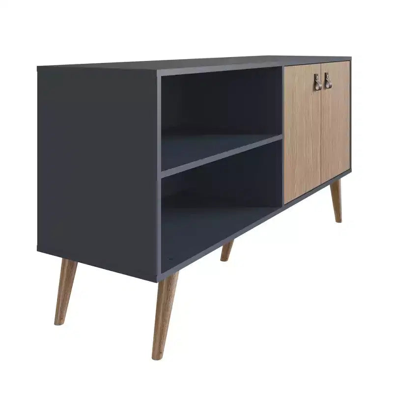 Mobile TV Manhattan Comfort in similpelle color ambra con maniglie per TV fino a 50 pollici