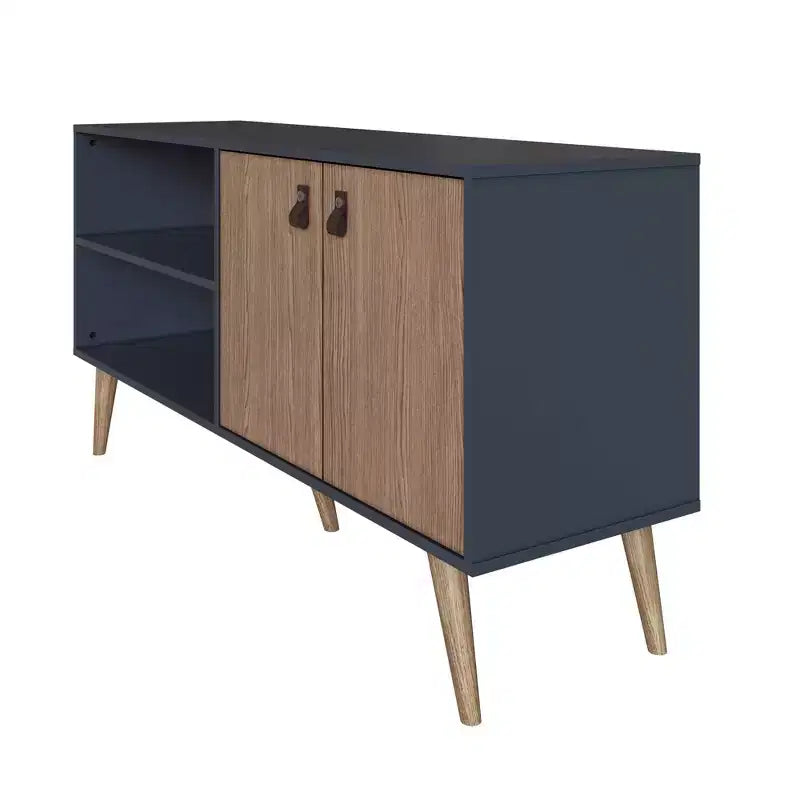 Mobile TV Manhattan Comfort in similpelle color ambra con maniglie per TV fino a 50 pollici