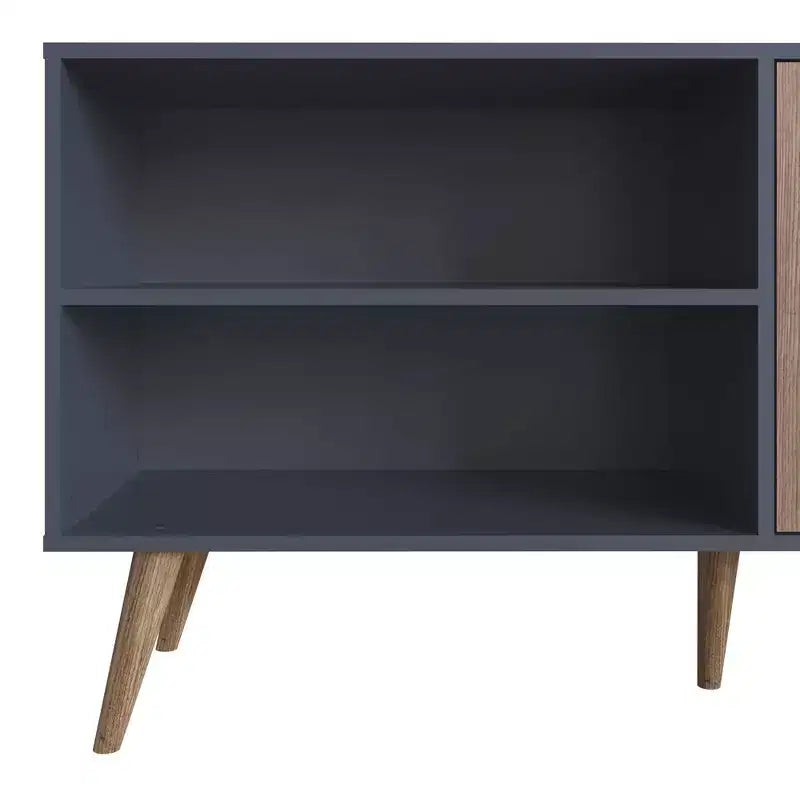 Mobile TV Manhattan Comfort in similpelle color ambra con maniglie per TV fino a 50 pollici