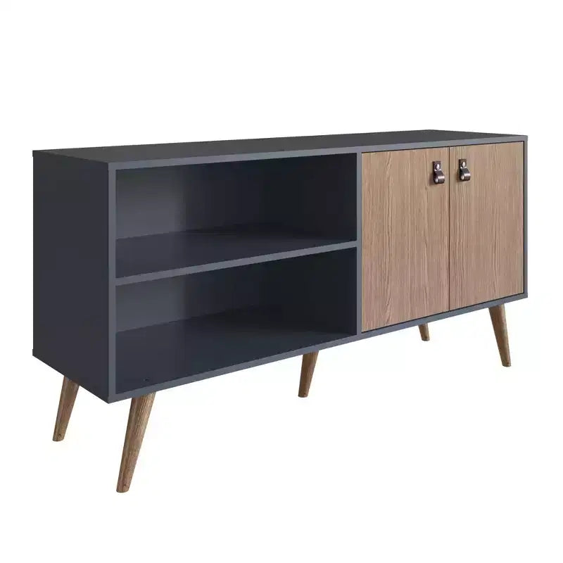 Mobile TV Manhattan Comfort in similpelle color ambra con maniglie per TV fino a 50 pollici