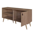 Mobile TV Manhattan Comfort in similpelle color ambra con maniglie per TV fino a 50 pollici