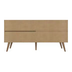 Mobile TV Manhattan Comfort in similpelle color ambra con maniglie per TV fino a 50 pollici