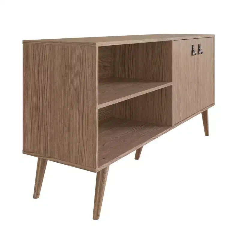 Mobile TV Manhattan Comfort in similpelle color ambra con maniglie per TV fino a 50 pollici