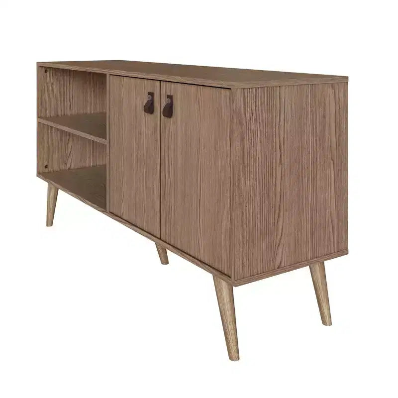 Mobile TV Manhattan Comfort in similpelle color ambra con maniglie per TV fino a 50 pollici