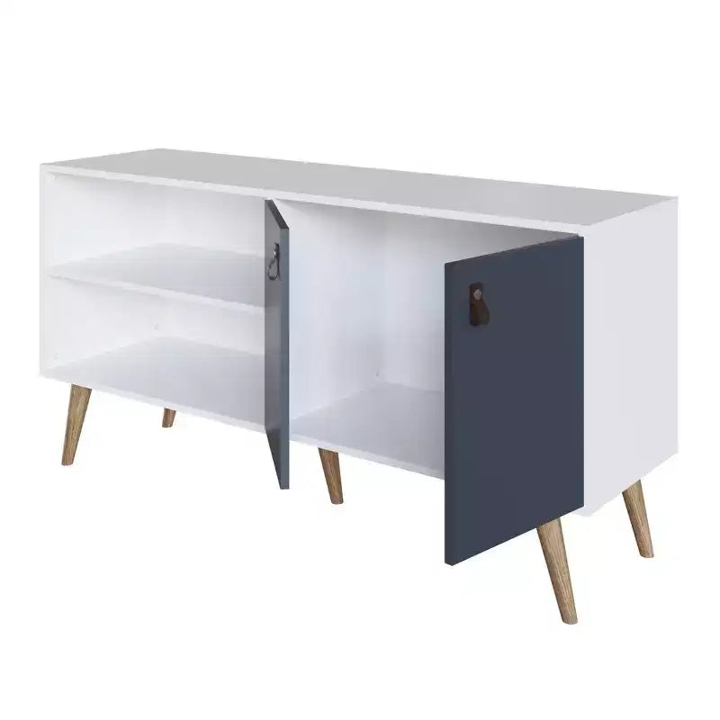 Mobile TV Manhattan Comfort in similpelle color ambra con maniglie per TV fino a 50 pollici