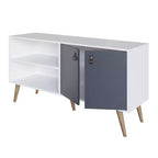Mobile TV Manhattan Comfort in similpelle color ambra con maniglie per TV fino a 50 pollici