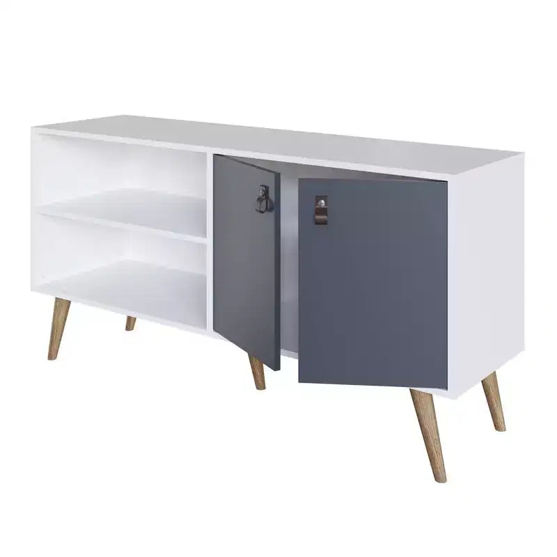 Mobile TV Manhattan Comfort in similpelle color ambra con maniglie per TV fino a 50 pollici
