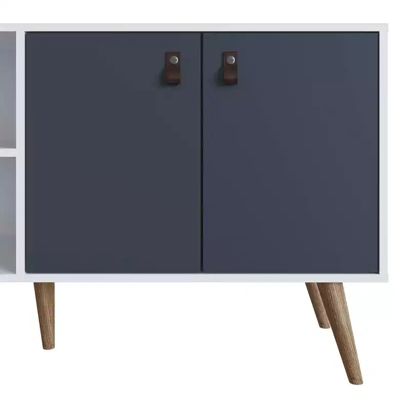 Mobile TV Manhattan Comfort in similpelle color ambra con maniglie per TV fino a 50 pollici