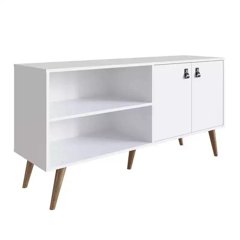 Mobile TV Manhattan Comfort in similpelle color ambra con maniglie per TV fino a 50 pollici