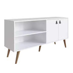 Mobile TV Manhattan Comfort in similpelle color ambra con maniglie per TV fino a 50 pollici