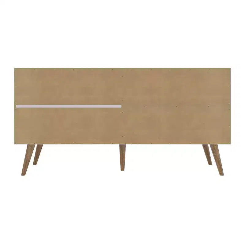 Mobile TV Manhattan Comfort in similpelle color ambra con maniglie per TV fino a 50 pollici