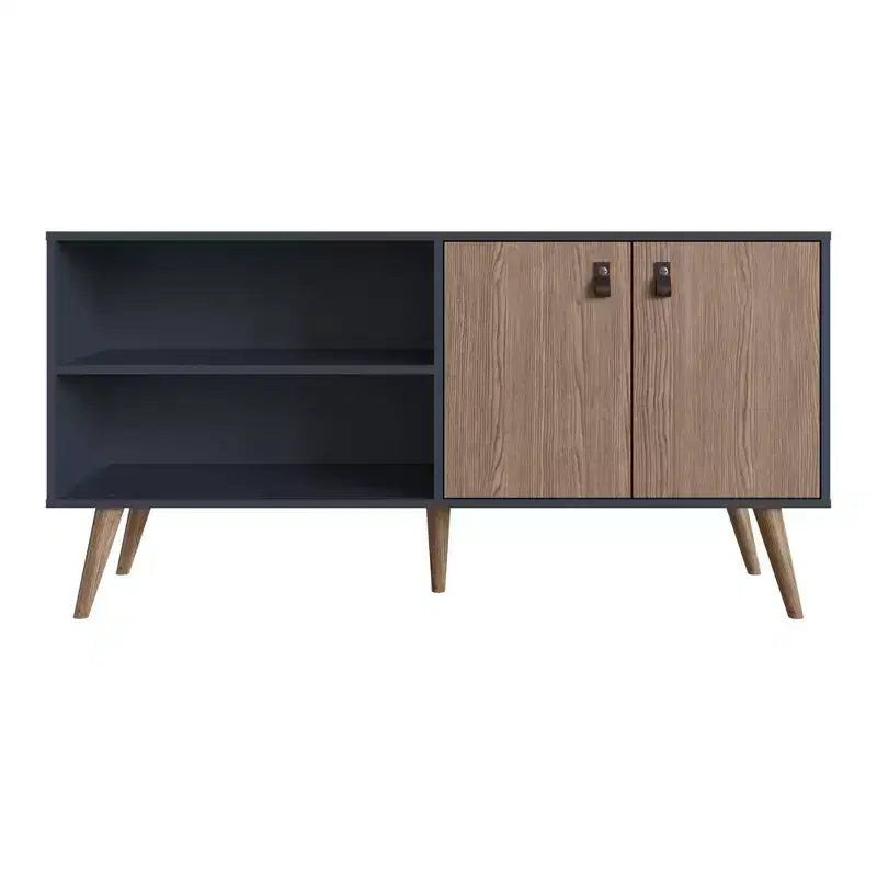 Mobile TV Manhattan Comfort in similpelle color ambra con maniglie per TV fino a 50 pollici
