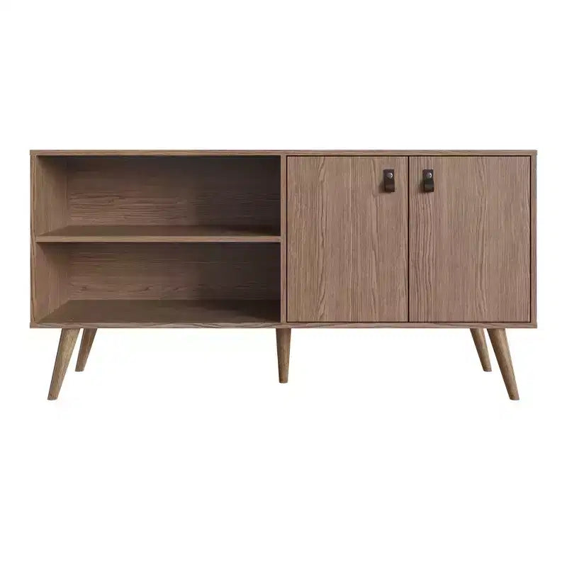 Mobile TV Manhattan Comfort in similpelle color ambra con maniglie per TV fino a 50 pollici