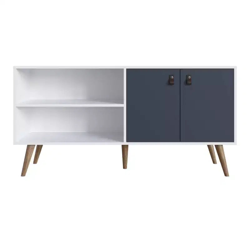 Mobile TV Manhattan Comfort in similpelle color ambra con maniglie per TV fino a 50 pollici