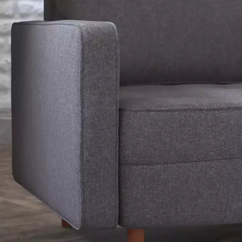 Poltrona Flash Furniture Hudson in stile moderno di metà secolo di qualità commerciale con rivestimento trapuntato in simil lino e gambe in legno massello
