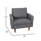 Poltrona Flash Furniture Hudson in stile moderno di metà secolo di qualità commerciale con rivestimento trapuntato in simil lino e gambe in legno massello
