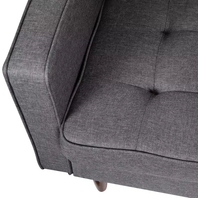 Poltrona Flash Furniture Hudson in stile moderno di metà secolo di qualità commerciale con rivestimento trapuntato in simil lino e gambe in legno massello