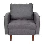 Poltrona Flash Furniture Hudson in stile moderno di metà secolo di qualità commerciale con rivestimento trapuntato in simil lino e gambe in legno massello