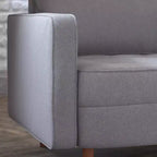 Poltrona Flash Furniture Hudson in stile moderno di metà secolo di qualità commerciale con rivestimento trapuntato in simil lino e gambe in legno massello