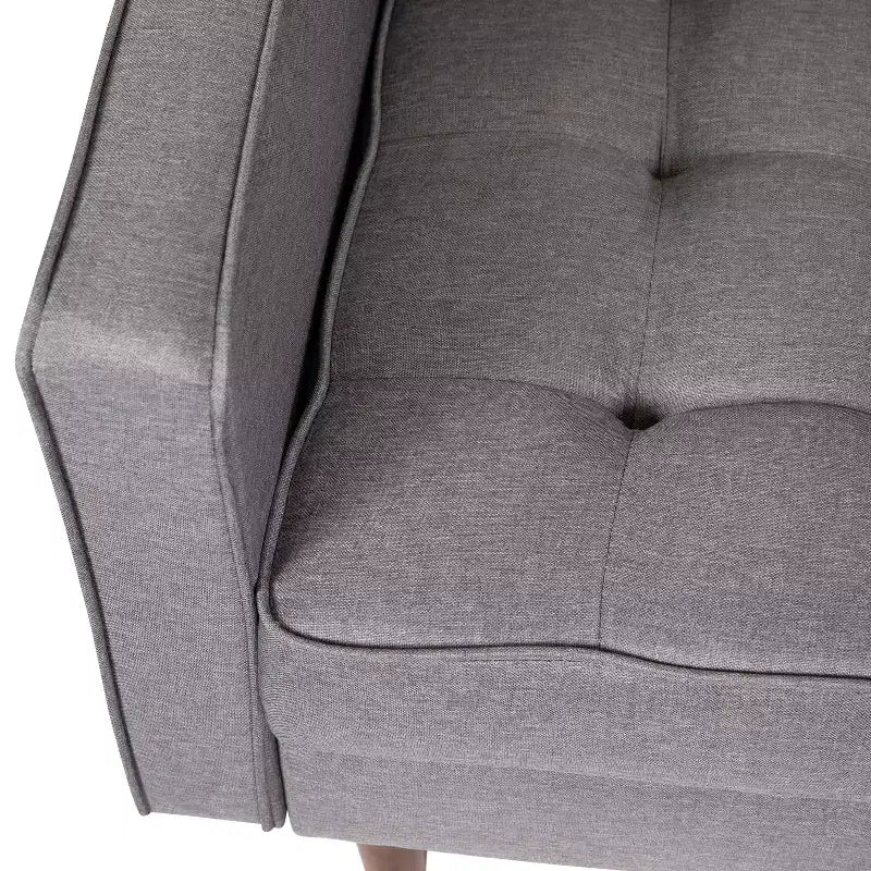 Poltrona Flash Furniture Hudson in stile moderno di metà secolo di qualità commerciale con rivestimento trapuntato in simil lino e gambe in legno massello
