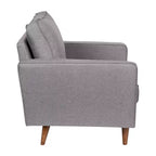 Poltrona Flash Furniture Hudson in stile moderno di metà secolo di qualità commerciale con rivestimento trapuntato in simil lino e gambe in legno massello
