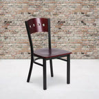 Flash Furniture Confezione da 4 sedie da ristorante in metallo nere Hercules Series con schienale a 4 quadrati decorative