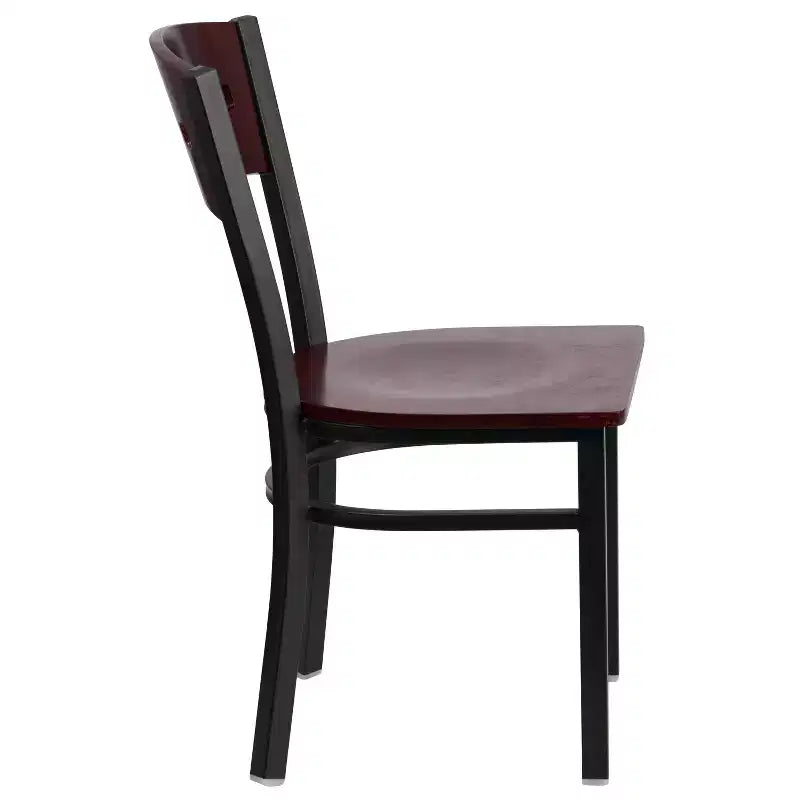 Flash Furniture Confezione da 4 sedie da ristorante in metallo nere Hercules Series con schienale a 4 quadrati decorative