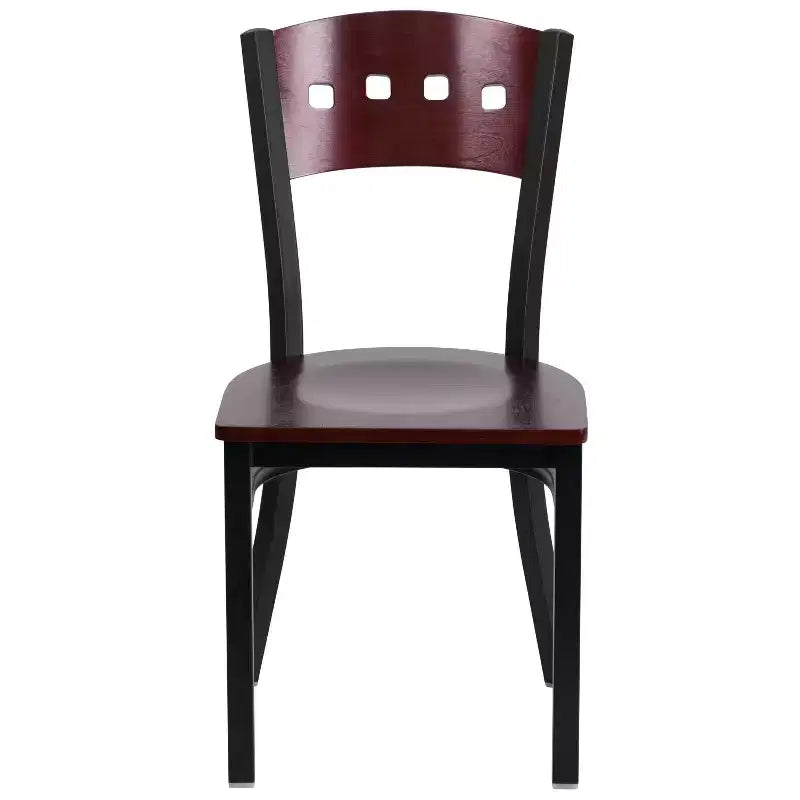 Flash Furniture Confezione da 4 sedie da ristorante in metallo nere Hercules Series con schienale a 4 quadrati decorative