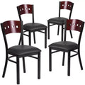 Flash Furniture Confezione da 4 sedie da ristorante in metallo nere Hercules Series con schienale a 4 quadrati decorative