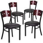 Flash Furniture Confezione da 4 sedie da ristorante in metallo nere Hercules Series con schienale a 4 quadrati decorative