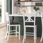 Merrick Lane Set di due sgabelli da pranzo moderni in legno massello stile Farmhouse