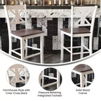 Merrick Lane Set di due sgabelli da pranzo moderni in legno massello stile Farmhouse