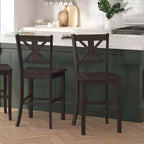 Merrick Lane Set di due sgabelli da pranzo moderni in legno massello stile Farmhouse