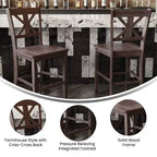 Merrick Lane Set di due sgabelli da pranzo moderni in legno massello stile Farmhouse