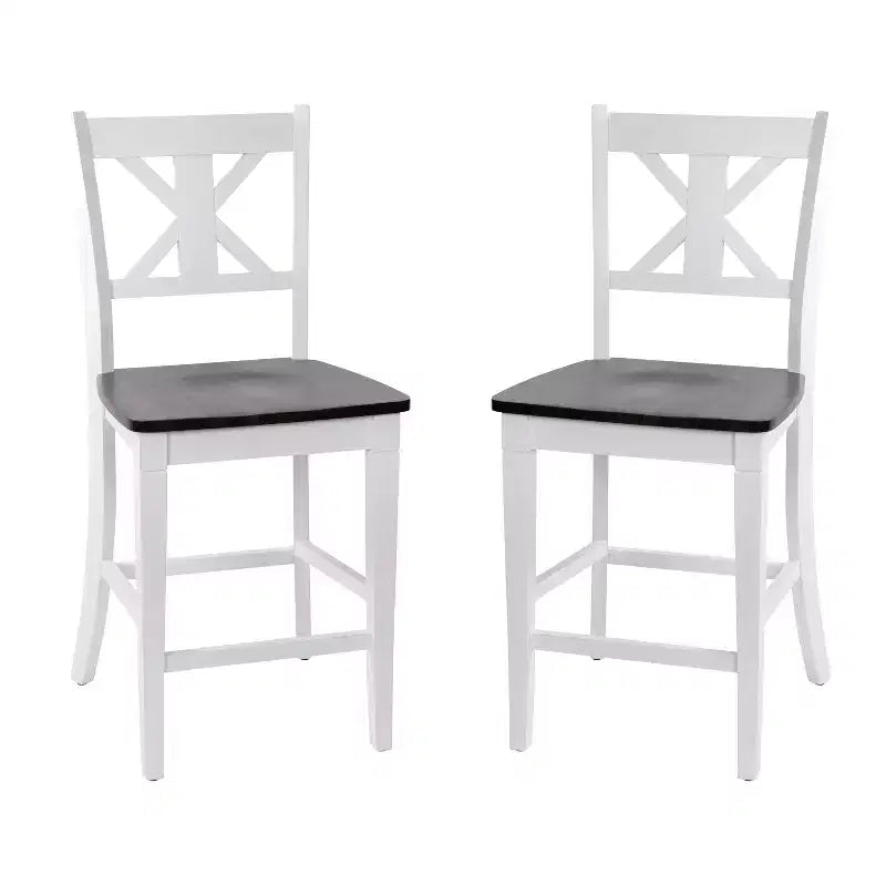 Merrick Lane Set di due sgabelli da pranzo moderni in legno massello stile Farmhouse