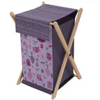 Bacati - Owls Pink/Gray Girls Laundry Hamper with Wooden Frame