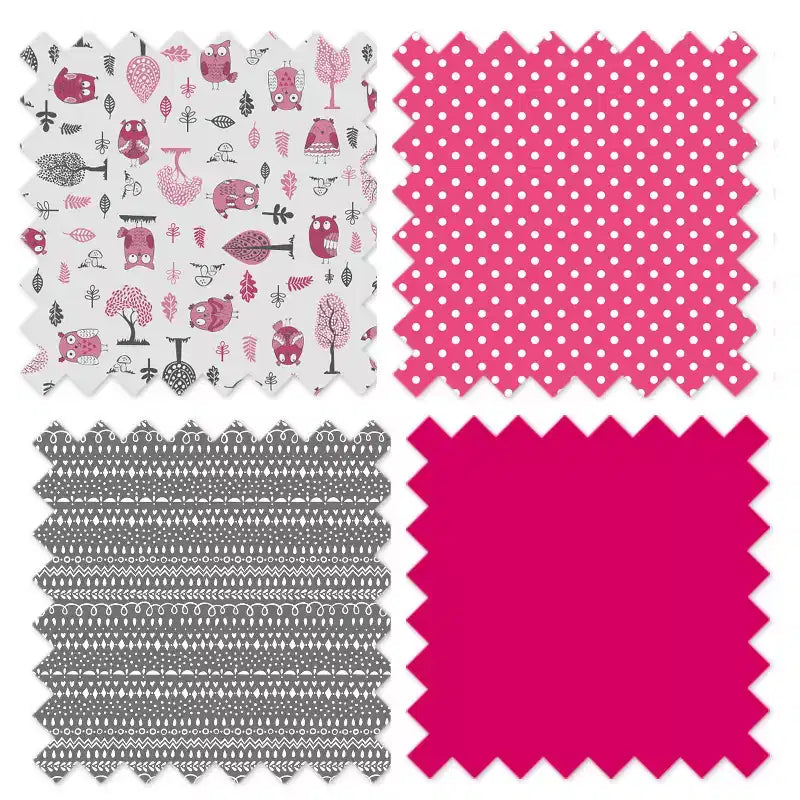 Bacati - Cesto portabiancheria con struttura in legno per bambine, motivo: gufi rosa/grigio