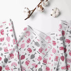 Bacati - Cesto portabiancheria con struttura in legno per bambine, motivo: gufi rosa/grigio