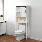 Mobile salvaspazio da bagno sopra il WC LuxenHome Farmhouse in MDF bianco
