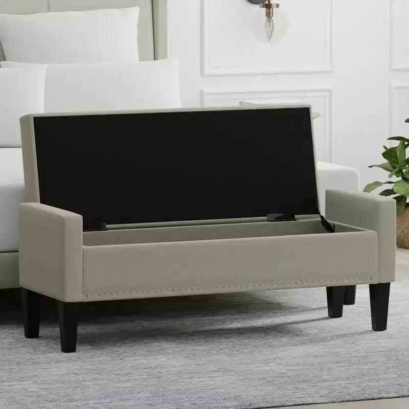 Panca contenitore imbottita con braccioli tronchi Glenwillow Home 52