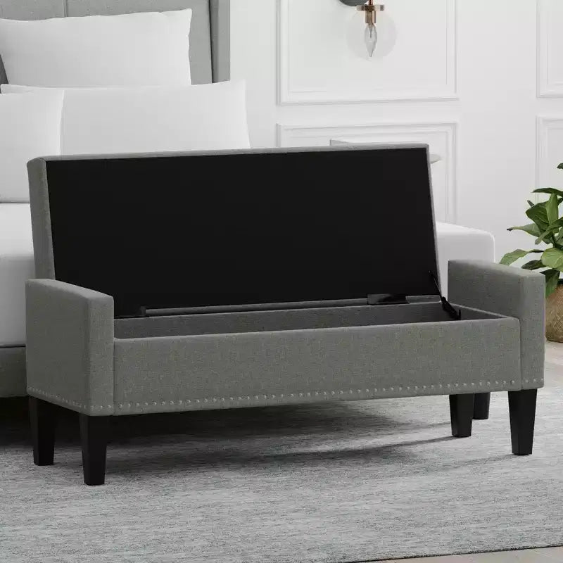 Panca contenitore imbottita con braccioli tronchi Glenwillow Home 52