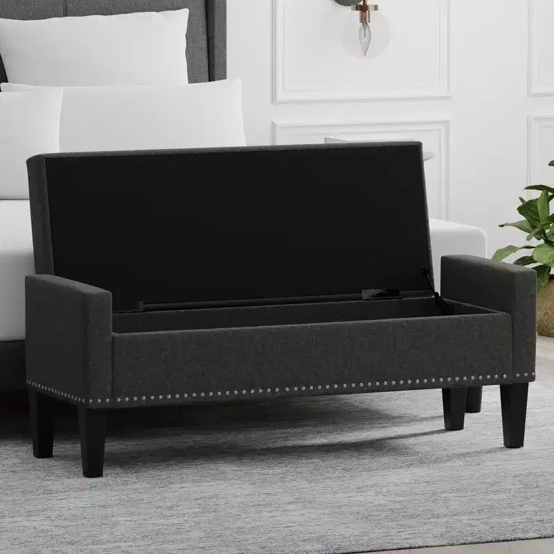 Panca contenitore imbottita con braccioli tronchi Glenwillow Home 52