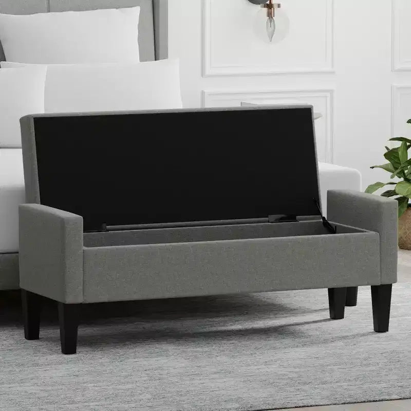 Panca contenitore imbottita con braccioli tronchi Glenwillow Home 52