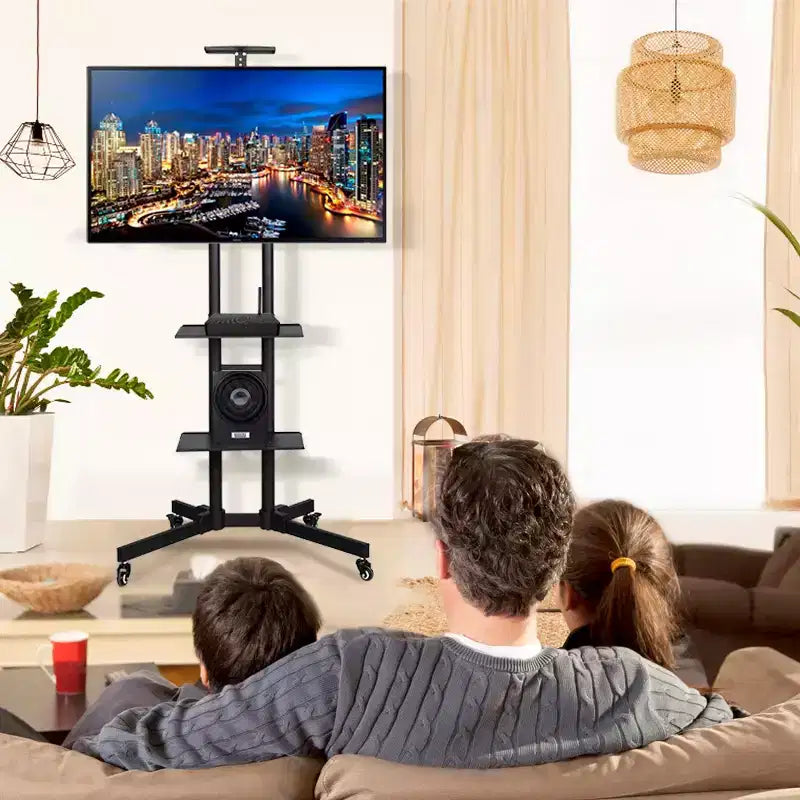 Yaheetech Carrello TV Mobile Regolabile in Metallo Supporto TV Nero