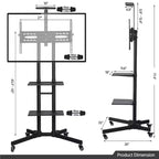 Yaheetech Carrello TV Mobile Regolabile in Metallo Supporto TV Nero