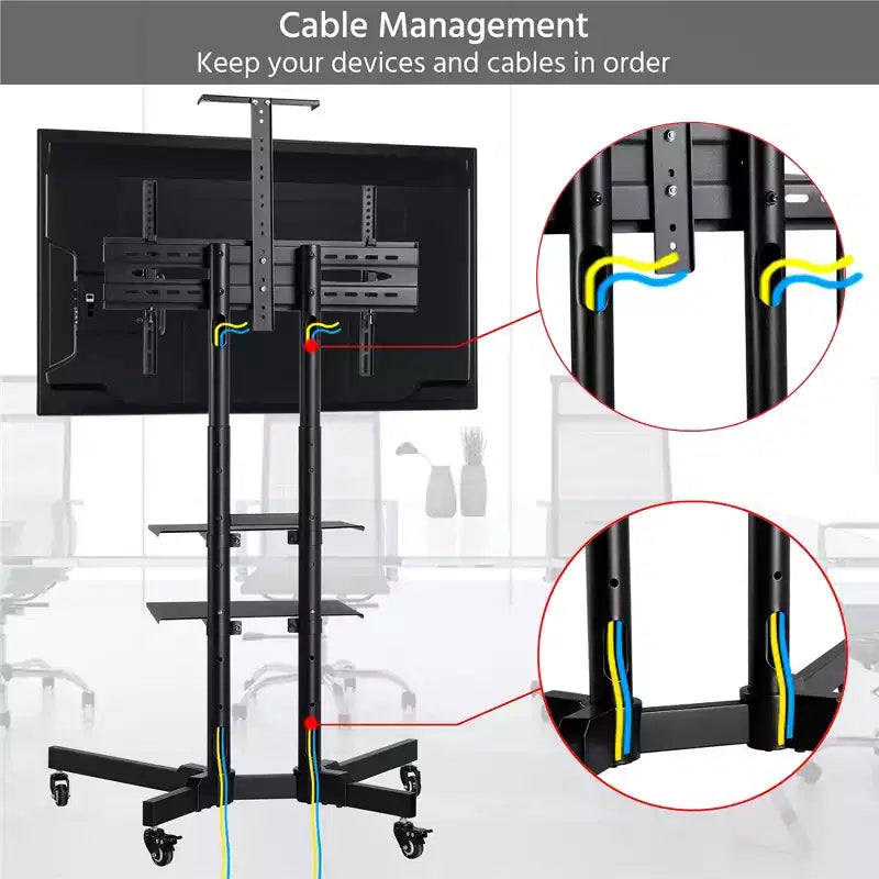 Yaheetech Carrello TV Mobile Regolabile in Metallo Supporto TV Nero
