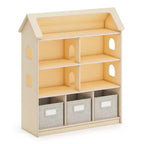 Libreria per casa delle bambole Guidecraft EdQ: mobile in legno per bambini per giochi di finzione per sala giochi e aula, con contenitori per giocattoli e bambole