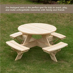Gardenised Tavolo da Picnic Rotondo in Legno per Bambini, Panca da Esterno per Bambini, Tavolo da Patio per Artigianato, Pranzo e Gioco